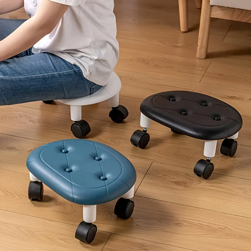 COFIT Single Chair with Wheels - Formaldehyde-Free Plastic, Oval Shape, Black, Ideal for Living Room, Bedroom, and Home Use, Easy to Move, Stool On Wheel, Stool Wheel, Manicure Chair, Pedicure Chair, Living Room Chair, Cocooning Chair, Office Chair