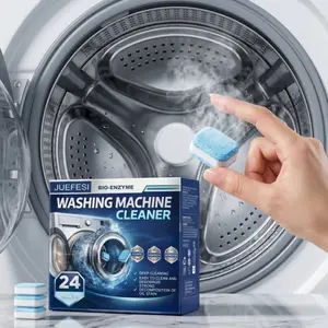 Washing Machine Cleaner Descaler (24 Pack) Deep Cleaning Tablets Removes Odor, Stains for HE Front Loader & Top Load Washer