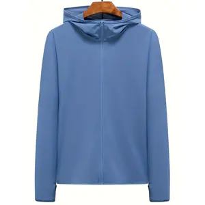 Men's Lightweight Ice Silky UV Protection Hooded Jacket - Quick-Dry Breathable Sun Shield for Summer Outdoor Activities (Fishing, Cycling, Hiking) - Slim Fit Casual Design