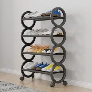 Movable Shoe Rack Organizer Space-Saving Sturdy 3/4-Tier Shoe Shelf with Open Shelving Easy Assembly Room Organization Products for Home Office Black/White