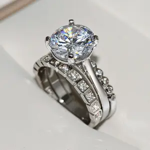 Hypoallergenic Classic Elegant Synthetic Moissanite Engagement Anniversary? 3 combination Ring set