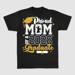 Women's Casual Round Neck Short-Sleeve Tshirt - Proud Mom of 2026 Senior, Class of 2026 Graduation, Vintage Alice In Chains Design Crewneck Top