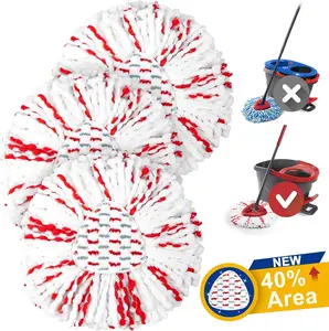 3 Pack Spin Mop Replacement Heads – Compatible with O-Cedar EasyWring Mop & Bucket System, Upgraded Microfiber Refills with Enhanced Cleaning Power, Washable