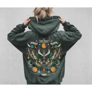 FREE SPIRIT CELESTIAL HOODIE | MYSTICAL BOHO HOODIE | PRINT ON BACK TRENDY HOODIE