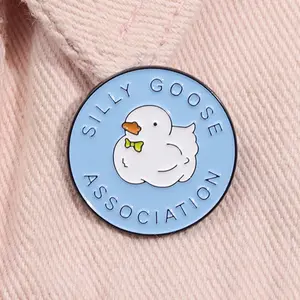 1pc SILLY GOOSE ASSOCIATION Enamel Pin Brooch Pines Lapel Pins Badge On Backpack Costume Accessories Funny Jewelry Gifts For Friends