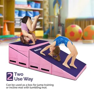 Matladin Incline Gymnastics Mat - Folding Wedge Mat for Kids & Girls, Waterproof PU Cover, Durable Construction for Indoor & Outdoor Use