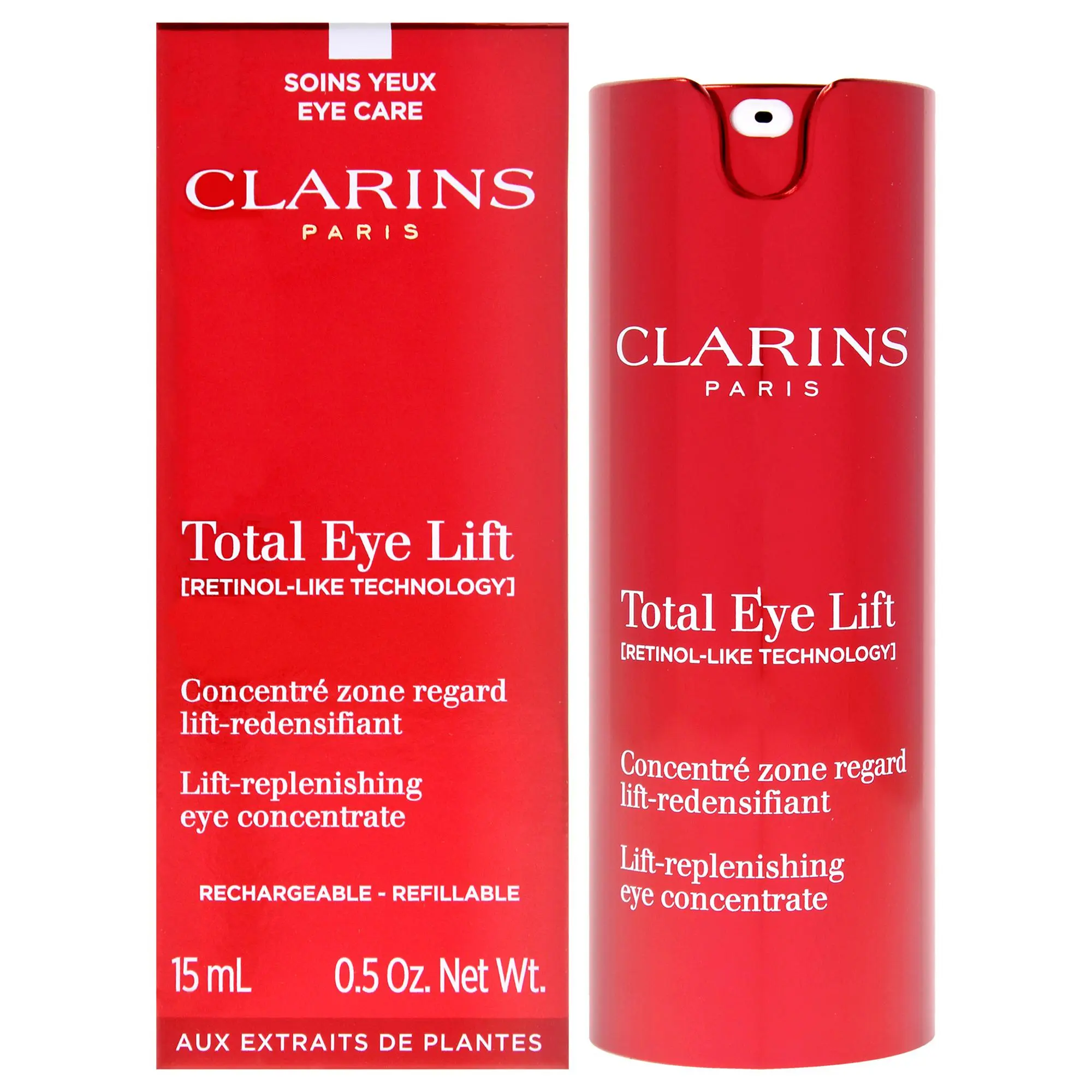 Clarins Total Eye Lift Eye Concentrate for Women - Daily, Targeted Care 0.5 fl oz Refillable Treatment