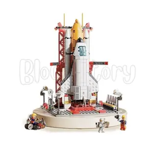 Space Rocket Launch Center Building Set DIY Space Shuttle with Launch Pad Tower and Astronaut Minifigures Educational Brick Toy for Kids and Collectors STEM Compatible