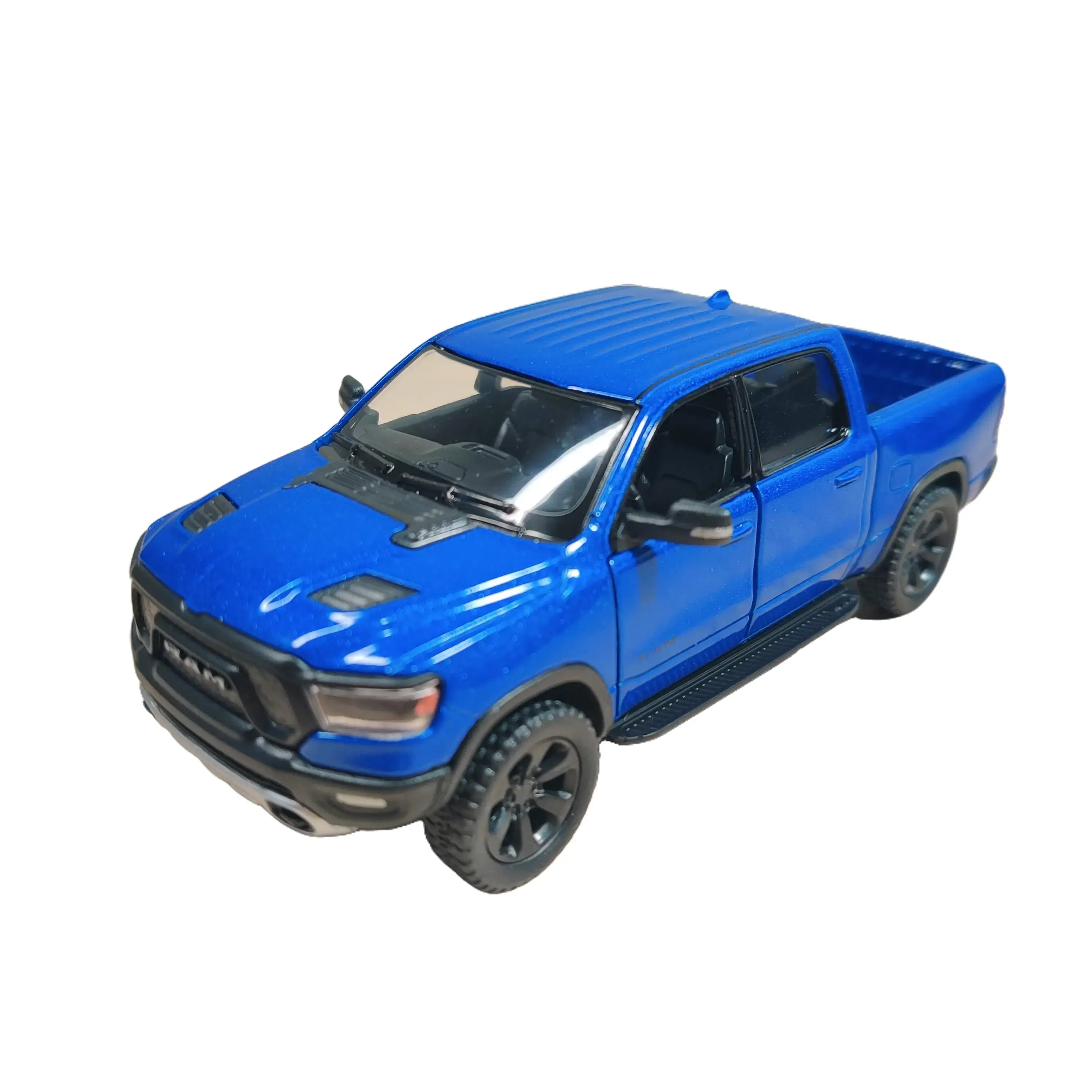 KINSMART: 2019 Dodge Ram 1500 Pickup Truck Blue Die Cast Metal 1:46 Scale Model Pull Back Action Detailed Toys