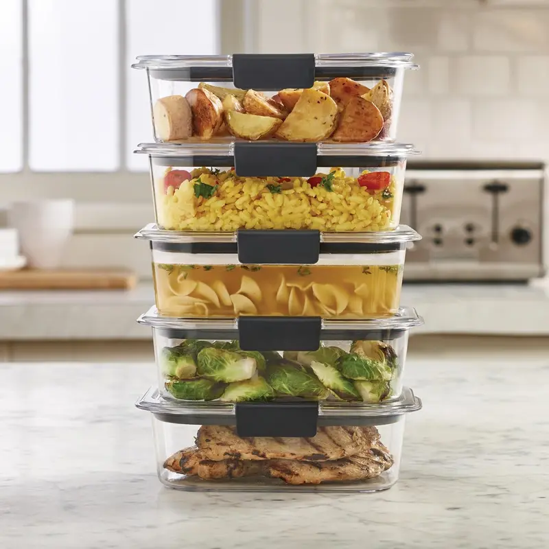 Tupperware Food Storage Containers BPA Free Airtight Lids Ideal for Lunch Meal Prep & Leftovers Set of 5 Clear Plastic Leak-proof Tritan Built Lightweight Sturdy Dishwasher Microwave Freezer Safe