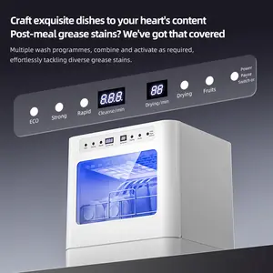 No-Plumb Countertop Dishwasher, Dual Water Inlet with Bottled Water Support, UV Sterilization, 75 ℃   Drying, 72h Storage, Fully Automatic Mini Dishwasher for Apartments & RVs