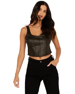 Originality Women's Women'S Faux Leather Corset Top - A2804k986jd