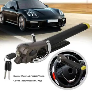 Foldable Car Steering Wheel Lock, Heavy-Duty Anti-Theft T-Lock Security Device, Universal Vehicle Steering Lock for Cars, SUVs & Trucks, Durable Anti-Prize Design, Easy-to-Use Auto Safety Accessory