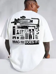 Men's MAC 10 Does It Graphic Print Round Neck Tee, Regular Fit Casual Short Sleeve T-shirt, Men's Summer Top for Daily Wear, Tropical