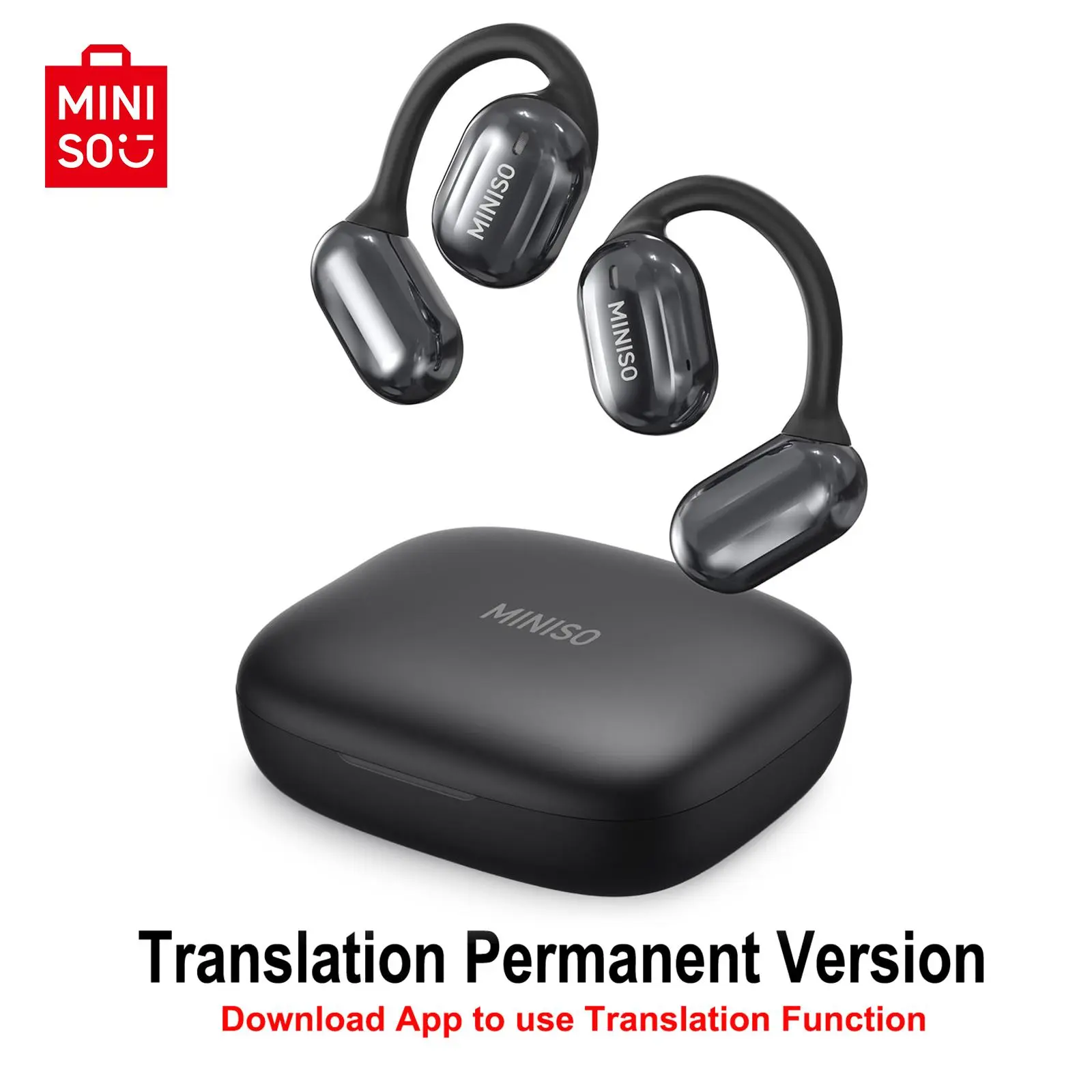 MINISO MS162 Wireless BT Earphones, Open-ear Translator Earbuds, Flex Open Earbuds, True Wireless Earbuds, Wireless BT Earphones Support 150 Languages Translator, BT Translation for iOS and Android, Electronic, Open Ear, Earbuds Headphones