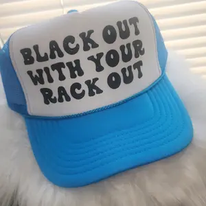 black out with your rack out trucker hat [black glitter writing]