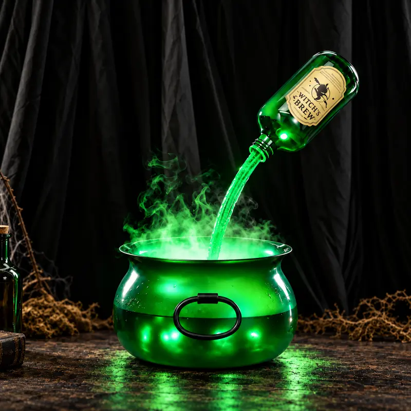 Halloween Decorations Indoor, Floating Potion Witch Cauldron with Green Light & Fog Maker, Spooky Halloween Decor for Home & Party Display on Tabletop, Mantel, Kitchen Counter & Shelf