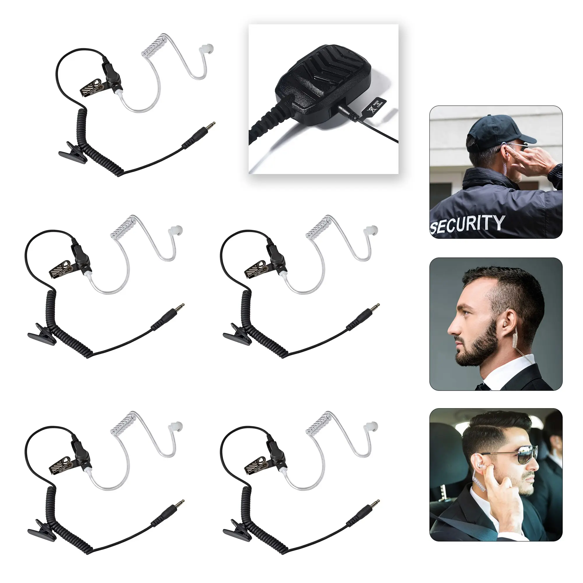 YNIBST 3.5mm Receiver/Listen Only Surveillance Radio Earpiece with Acoustic Coil Tube Walkie Talkie In Ear Headset for Security, Police and Law Enforcement Use, Compatible with Two-Way Radios, Transceivers and Radio Speaker Mics Jacks(5 pack)