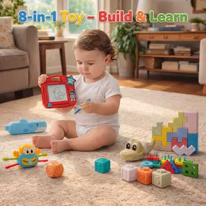 8-in-1 Baby Toy Set – Teething, Stacking, Learning & Sensory Play，Safe Silicone Blocks for Brain Development & Play