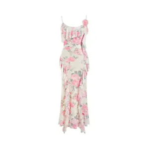 Cider Mesh Floral Ruffled Bobycon Cami Maxi Dress