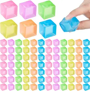 48-Pack Multi-Color Mini Ice Cube Fidget Toys, Square Squeeze Stress Relief Balls, Bulk Sensory Toys for Party Favor Bags and Prizes