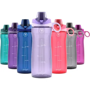 Pogo Plastic Water Bottle with Chug Lid and Carry Handle, Reusable, BPA Free, Dishwasher Safe, Perfect for Travel, School, Outdoors, and Gym | 18Oz, 32Oz, 40Oz, 64Oz Leapfrog Brands
