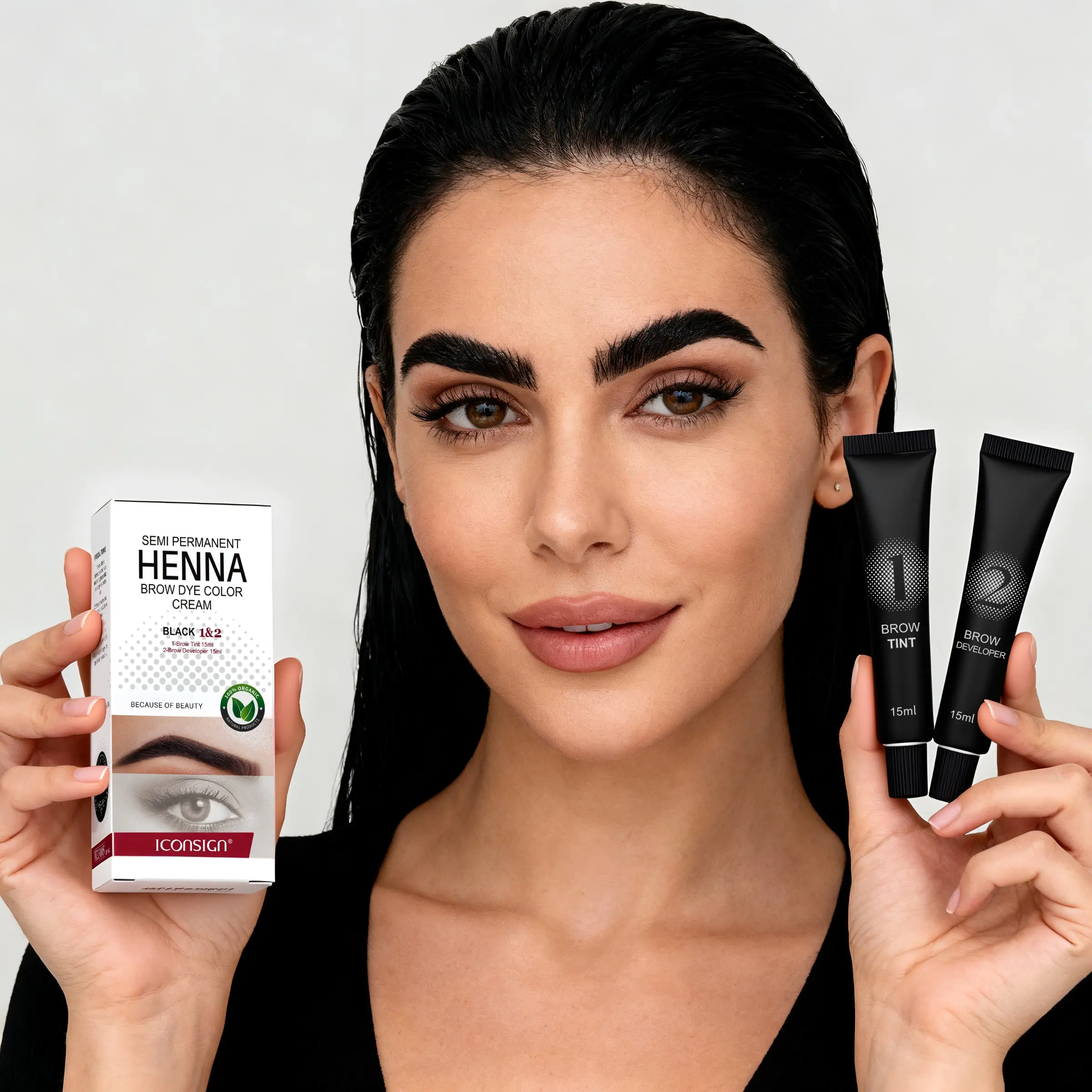 Iconsign Eyebrow Dye Cream, Brow Tint, Sweatproof Long-Lasting Natural Look, Wild Brow Effect, Perfect for Daily Use, Eyebrow Dye Paste, Eyebrow Tinting Cream, Eyebrow Makeup Products