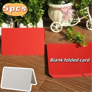 5 Sheets Round Corner DIY Folded Card Templates, Blank Folded Cards for Hand Drawing, Leather Card, Unprinted Cardstock