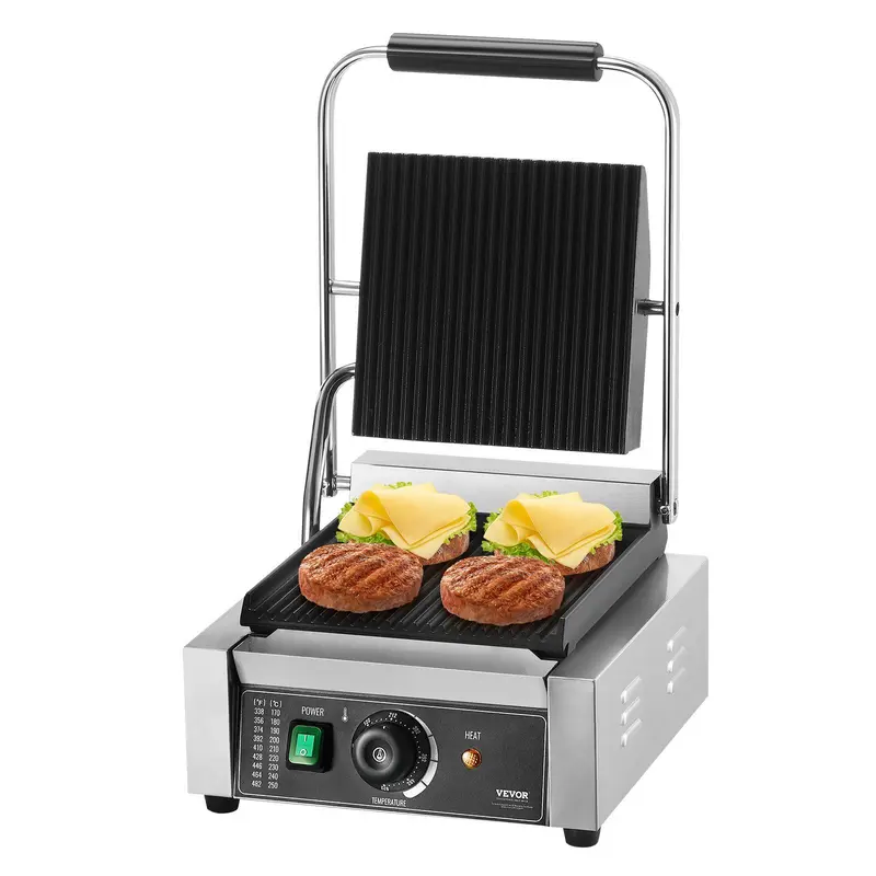 Spring new arrivals Commercial Panini Press Grill Electric Sandwich Maker Griddle Plate 9"x9"