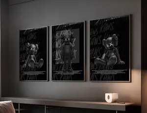 Hypebeast Figure Poster black Set of 3, Figure Wall Art, Printable Black Room Decor, Hypebeast Toys