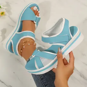 Versatile Women's Velcro - Adjustable Thick - Soled Strappy Platform Wedge Sandals