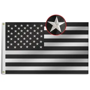 1 / 3p Embroidered Black and White American Protest Flag, American Holiday Flag Decorative Gift Patio House Banner