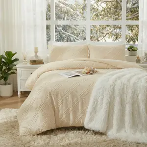 Homelike Moment 7 Pcs Boho Shabby Chic Bedding Comforter Sets, Beige Comforter Set Queen, Soft & Warm Comforter Queen for All Season Bed in a Bag, Machine Washable