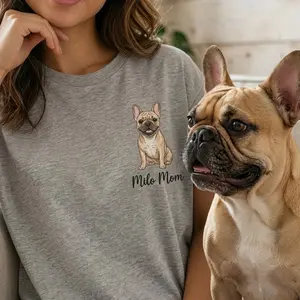 Custom French Bulldog Mom T-Shirt - Personalized Frenchie Mama Ash Gray Tee - Cute Dog Lover Gift for Women