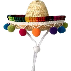 Crazy Night Mini Sombrero Top Hat Headband Tiny Straw Hat Small Sombreros for Dog Cat,Mexican Fiesta Birthday Party Supplies Table Decoration