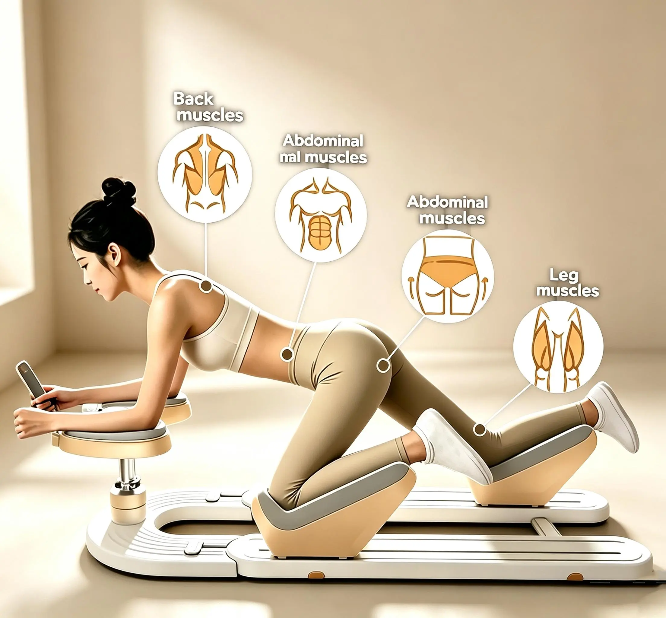 Back-Crawling Exercise Machine - Height-Adjustable Durable Steel Frame, Non-Slip Base, Compact, Customizable Core Training Home Strength Tool, High Load Bearing, Easy Assembly for Spine Stretching, Lower Back Relief (Sedentary Office Workers)
