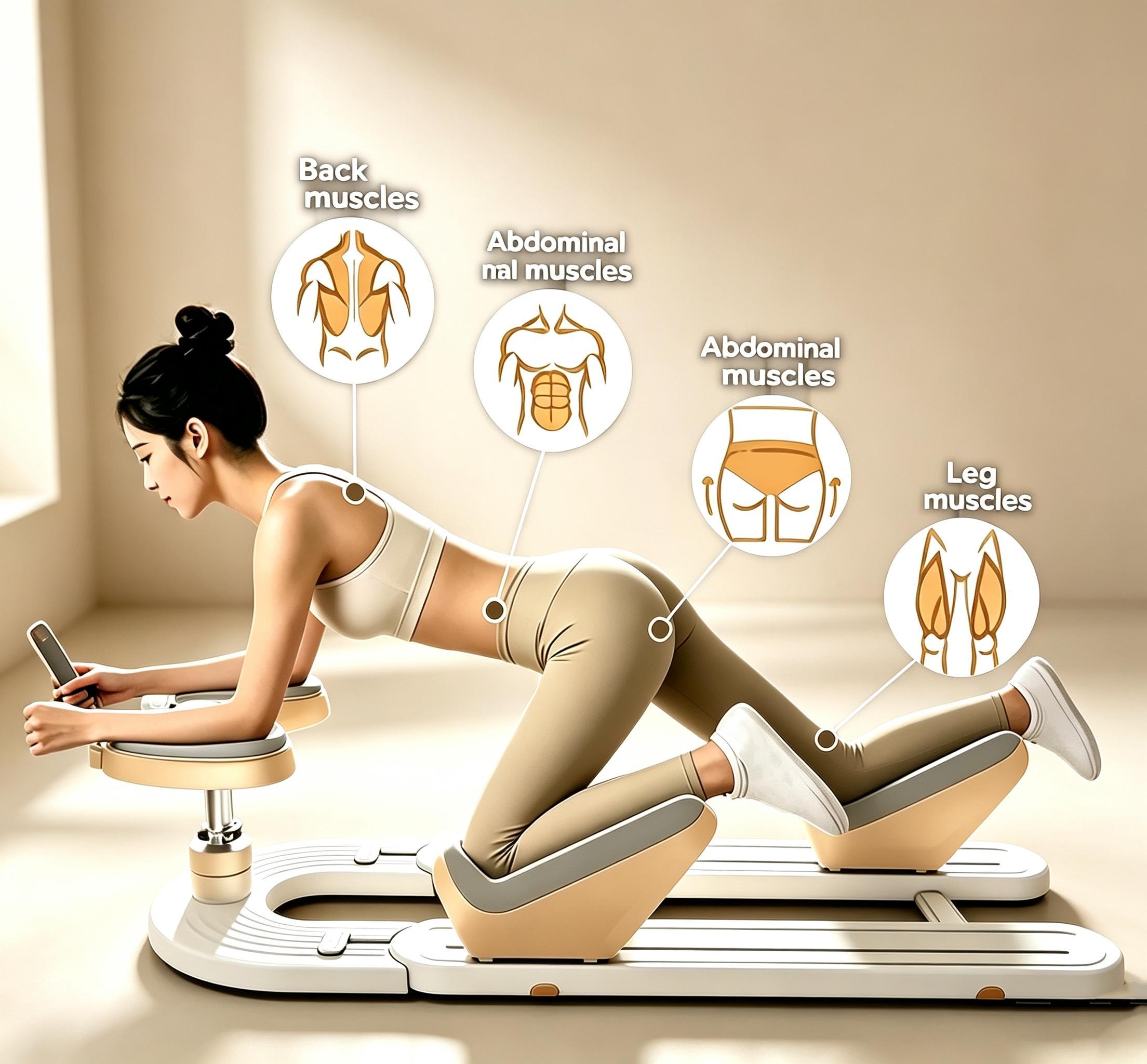 Back-Crawling Exercise Machine - Height-Adjustable Durable Steel Frame, Non-Slip Base, Compact, Functional, Customizable Core Training Home Strength Tool, High Load Bearing, Easy Assembly for Spine Stretching, Lower Back Relief (Sedentary Office Workers)