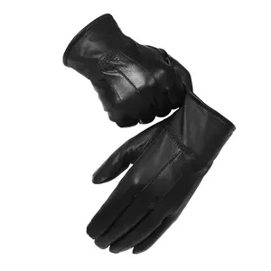 Genuine Leather Gloves for Men Winter Outdoor Sports Riding Motorcycle Driving Fleece Lined Thickened Electric Bike Sheepskin Gloves Winter Gift Trendy Winter Accessories