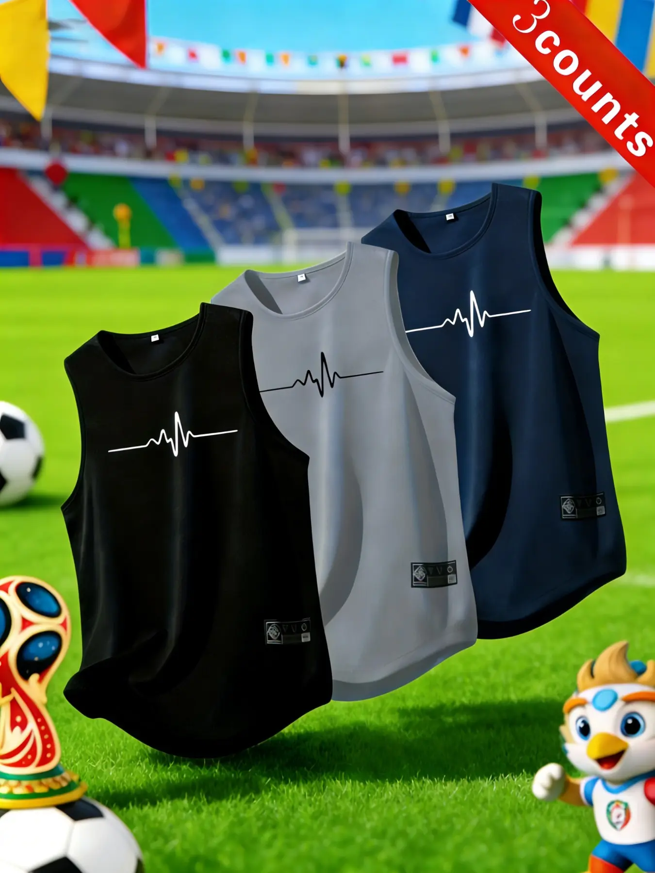 3-Pack Quick-Dry Breathable Sports Tank Tops, Workout Tank, Dry Fit Sleeveless Gym Shirts, Activewear Vest, New Pattern Print, Comfortable Skin-Friendly, Summer Casual Wear, Sports Vests