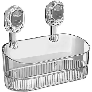 Shower Caddy No Drill Suction Cup Organizer High Capacity with Drain Hole Detachable for Bathroom and Kitchen Grey