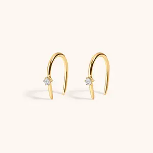 Shooting Star Open Hoop Earrings in Titanium