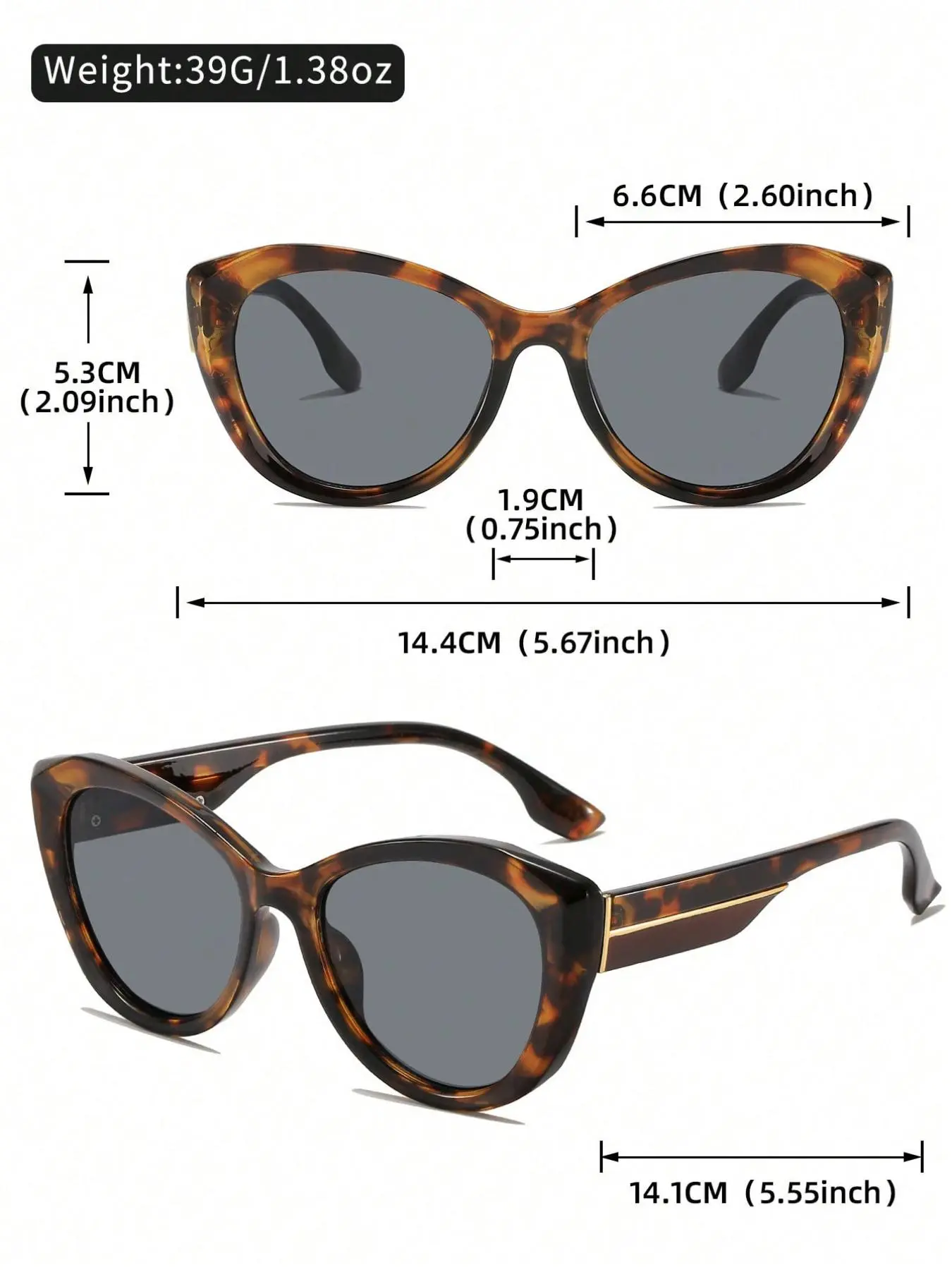 Unisex Vintage Trendy Tortoiseshell Cat Eye Frame, Retro  display picture 2
