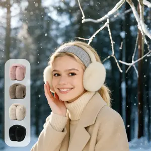 【Cloud-like Softness】Women's Winter Warm Ear Muffs, Foldable and Portable with Elastic Fit, Thick Fleece for Ear Protection, Essential for Cycling, Commuting and Outdoor Activities, Ear Protectors