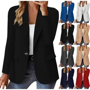 Women’s Oversized Casual Open-Front Long-Sleeve Blazer Jacket, Work/Office Business Suit Style, 2025