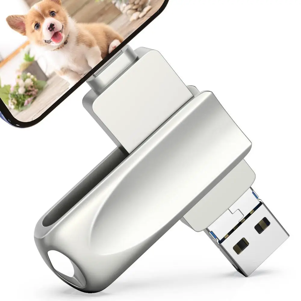 4 in 1 Flash Drive, Portable High Speed USB 3.0 Memory Storage, USB Storage OTG Photo Stick with Free Type-C Adapter for Android Smart Phones, PC and
