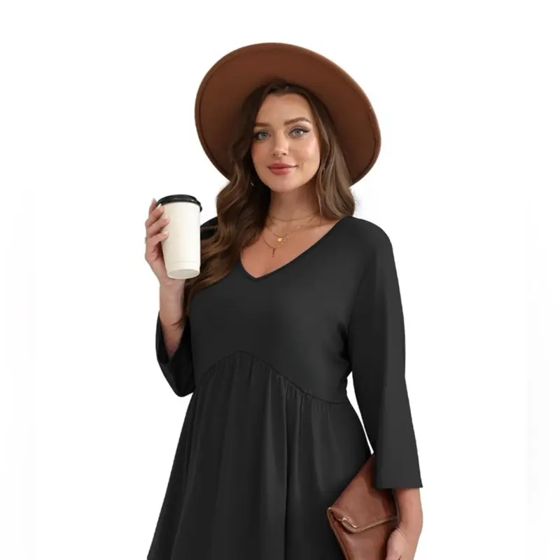 Women’s V-neck Tunic, Lightweight Long-Sleeve Casual Top for Daily Wear