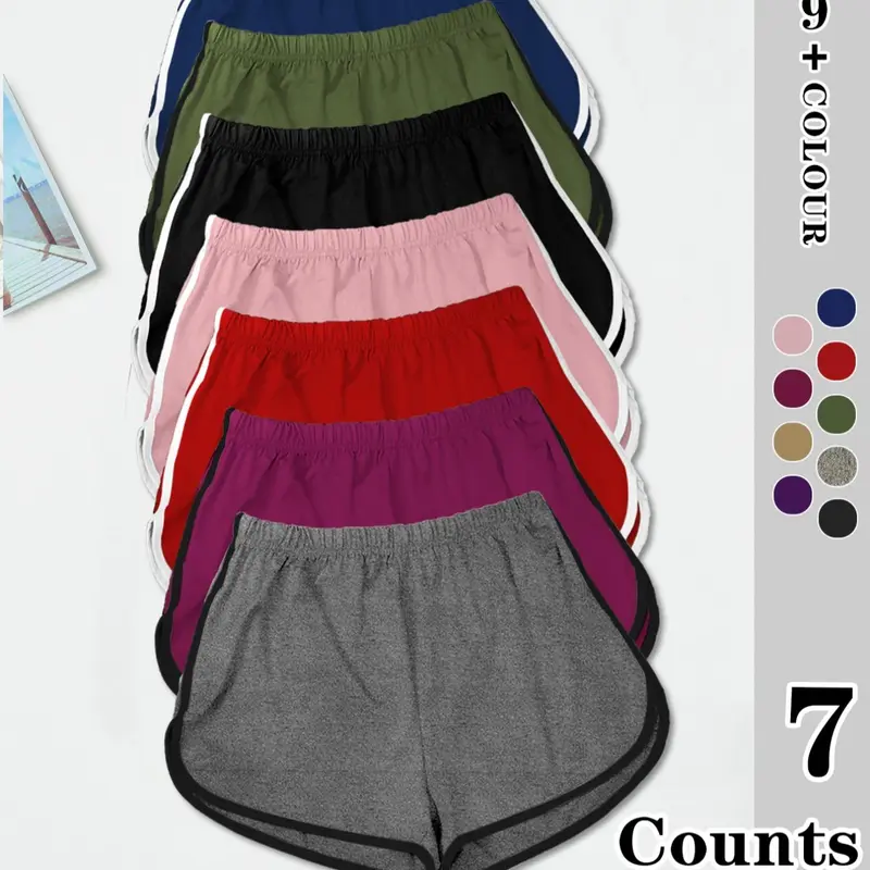 Women's Contrast Binding Sleep Shorts, Nightwear, Casual Elastic Waist Pajamas Shorts for All Seasons, Sleep Bottoms for Women