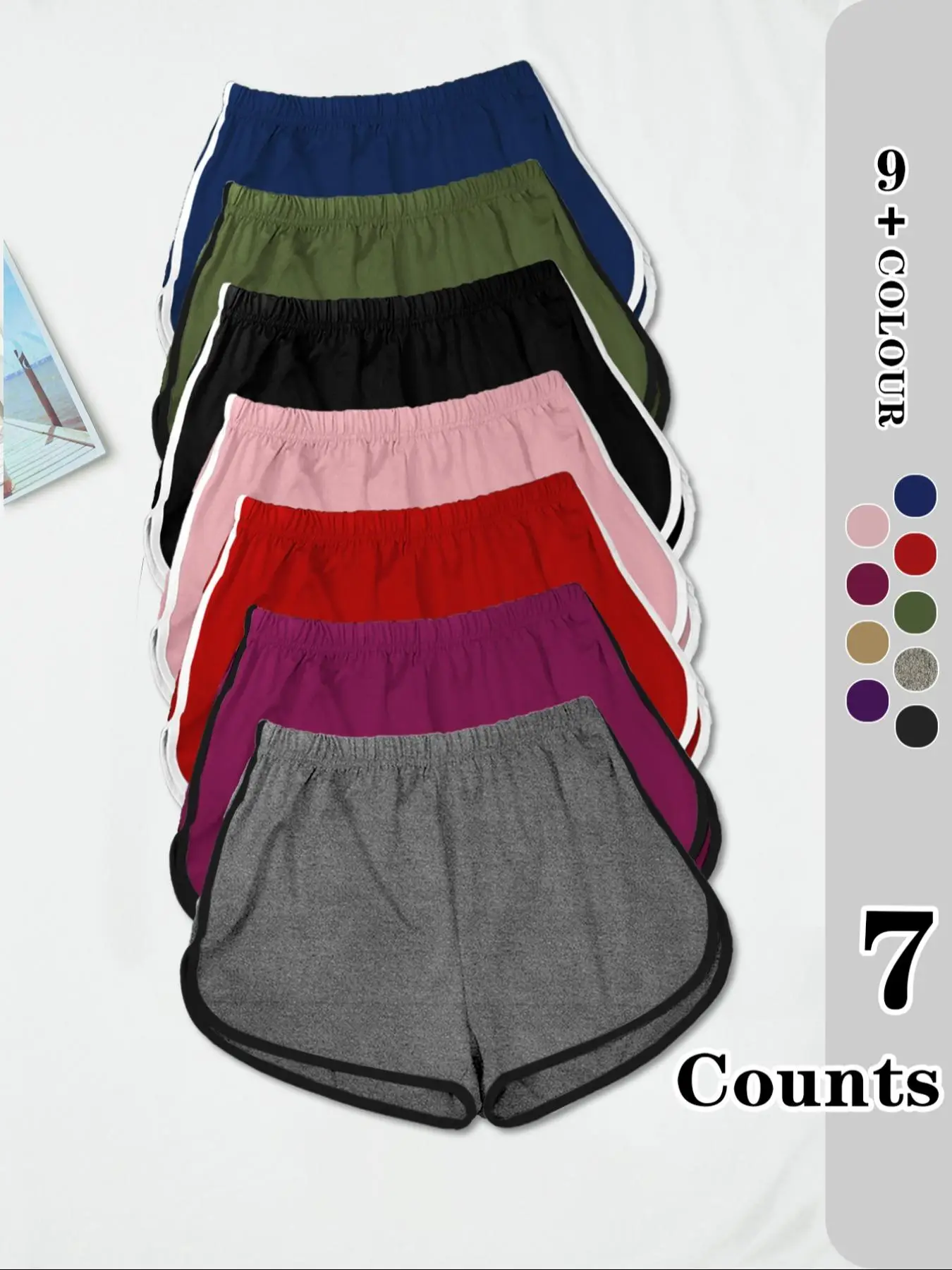 Women's Contrast Binding Sleep Shorts, Casual Elastic Waist Shorts for All Seasons, Sleep Bottoms for Women