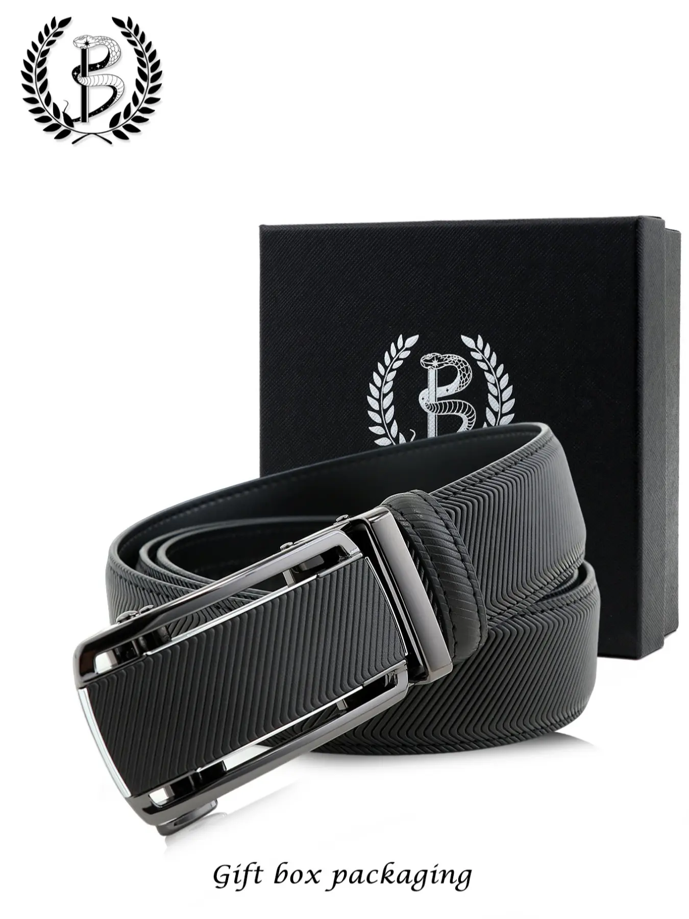 Men's Leather Belt Gift Box Pack, Trendy Hollow Out Alloy Buckle, Casual Business Waistband for Young Adults, Christmas & Valentine's Day Gifts, Textured Belt, Stylish Belts