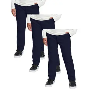 Galaxy Authentic 3 Pack Boy's Stretch Slim Fit School Uniform Chino Pants